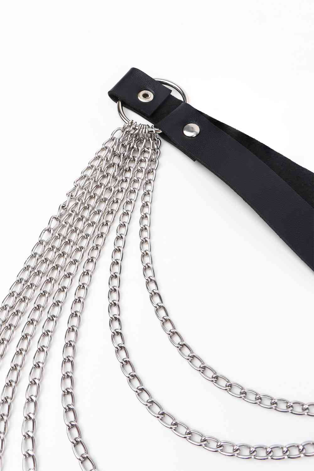 Noir Elegance Pleated Chain Belt