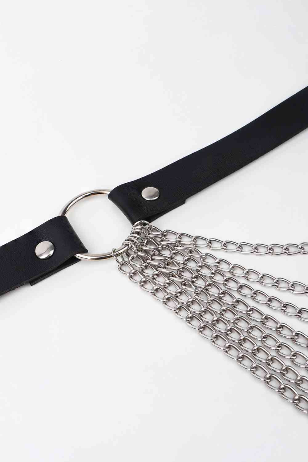 Noir Elegance Pleated Chain Belt