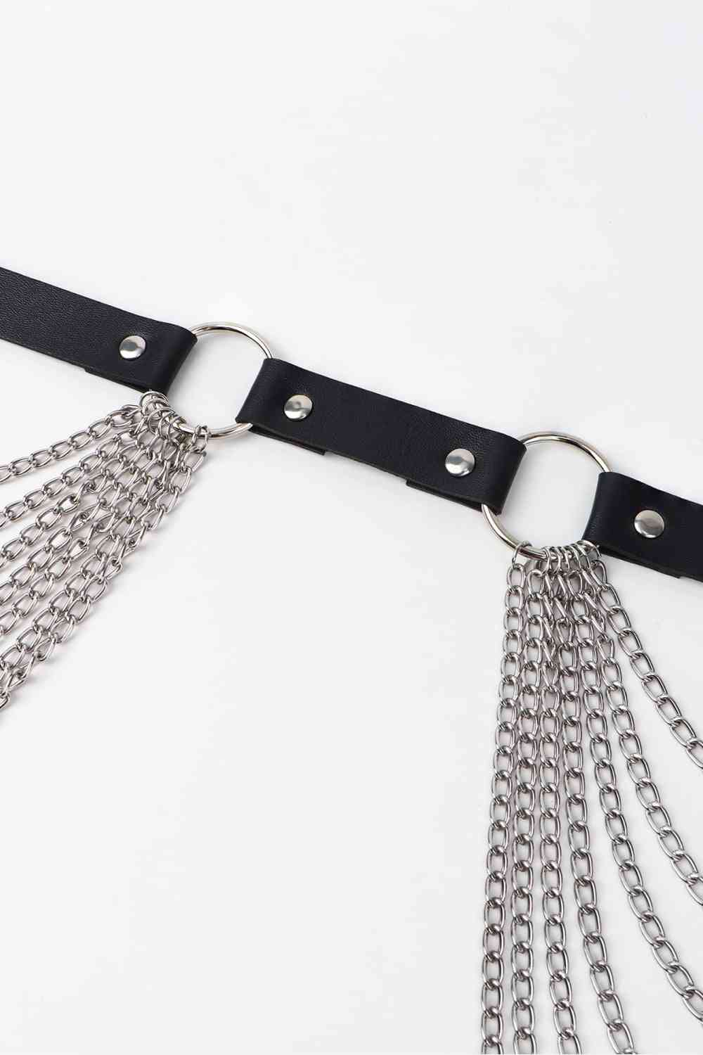 Noir Elegance Pleated Chain Belt