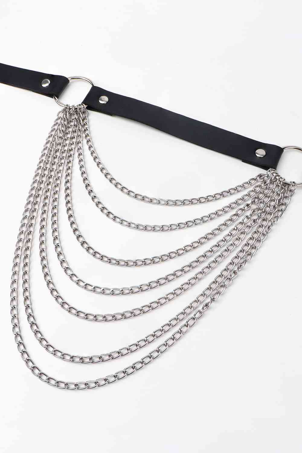 Noir Elegance Pleated Chain Belt
