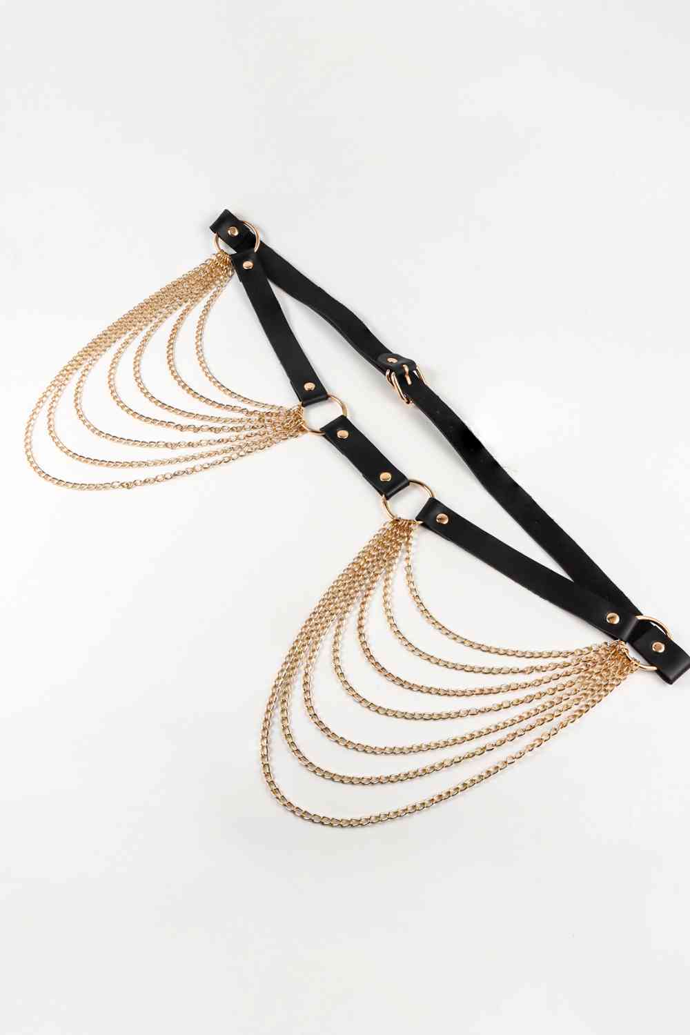 Noir Elegance Pleated Chain Belt