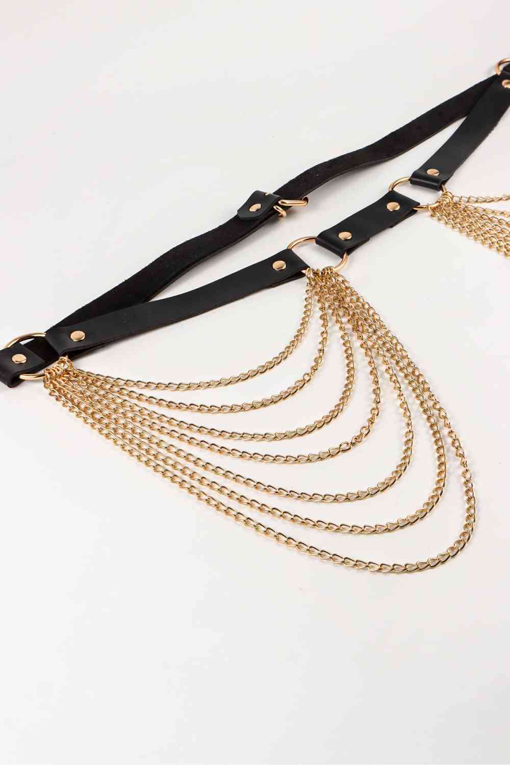 Noir Elegance Pleated Chain Belt