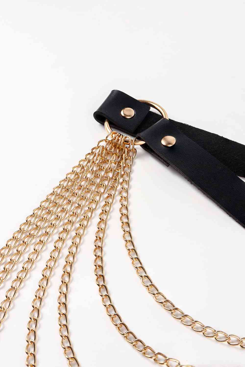 Noir Elegance Pleated Chain Belt